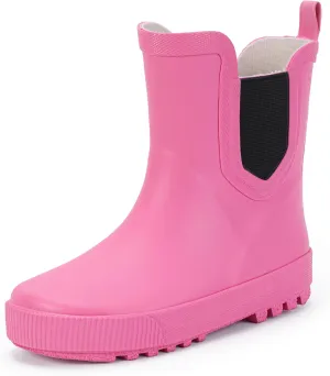 Hehainom Toddler Kids Rain Boots for Girls Boys Waterproof Rainboots Easy-on Light Weight Chelsea Rain Shoes