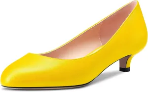 HEUIVZAR Pumps for Womens Closed Round Toe Low Kitten Heel Slip On Suede Casual Comfort Dress Shoes 1.5 Inch