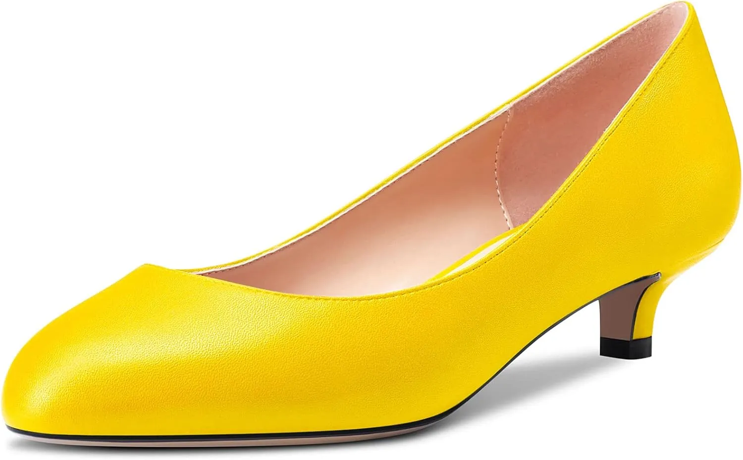 HEUIVZAR Pumps for Womens Closed Round Toe Low Kitten Heel Slip On Suede Casual Comfort Dress Shoes 1.5 Inch