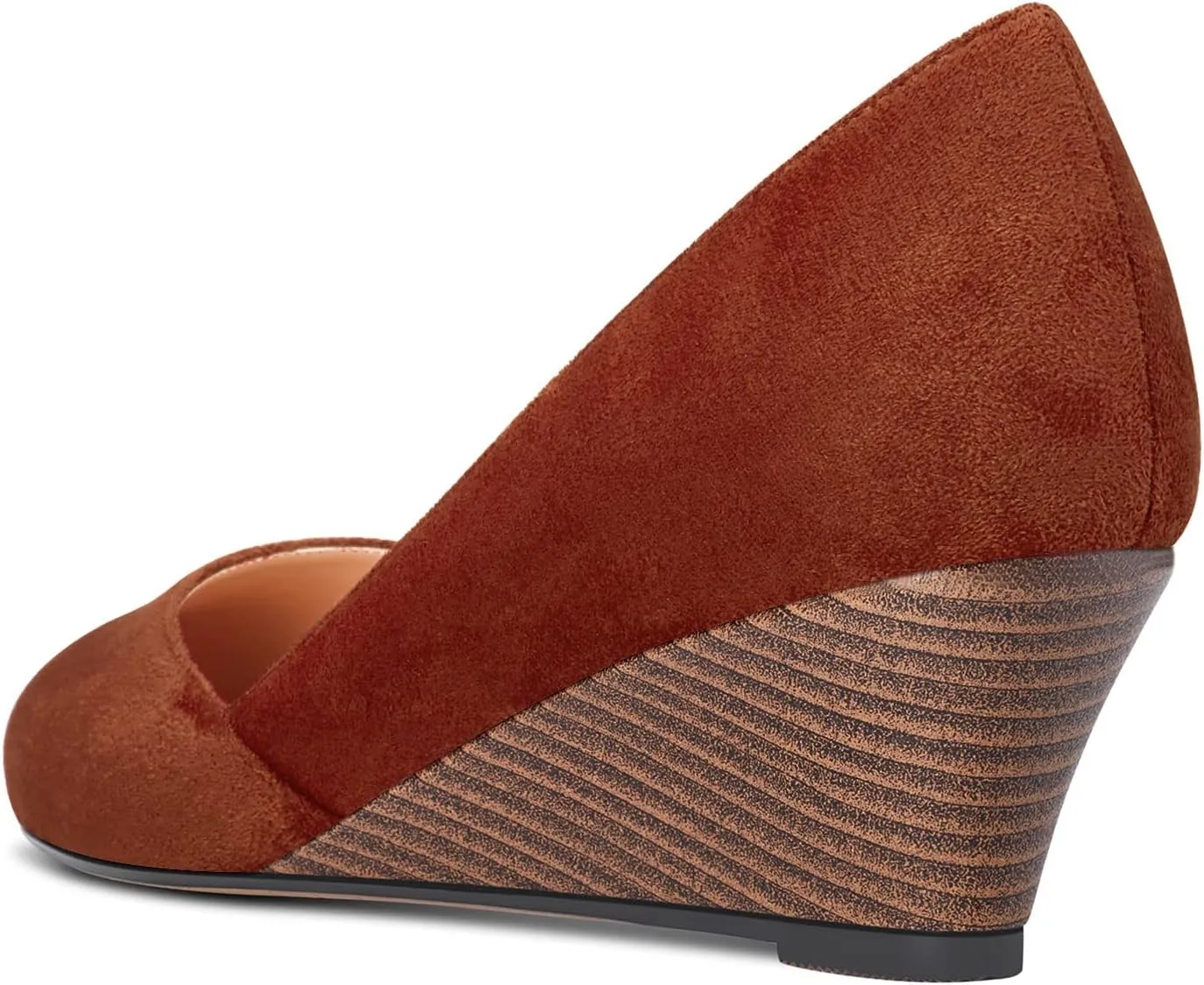 HEUIVZAR Slip On Wedge Pumps for Womens Closed Round Toe Mid Chunky Block Heel Suede Casual Comfort Dress Shoes 2 Inch