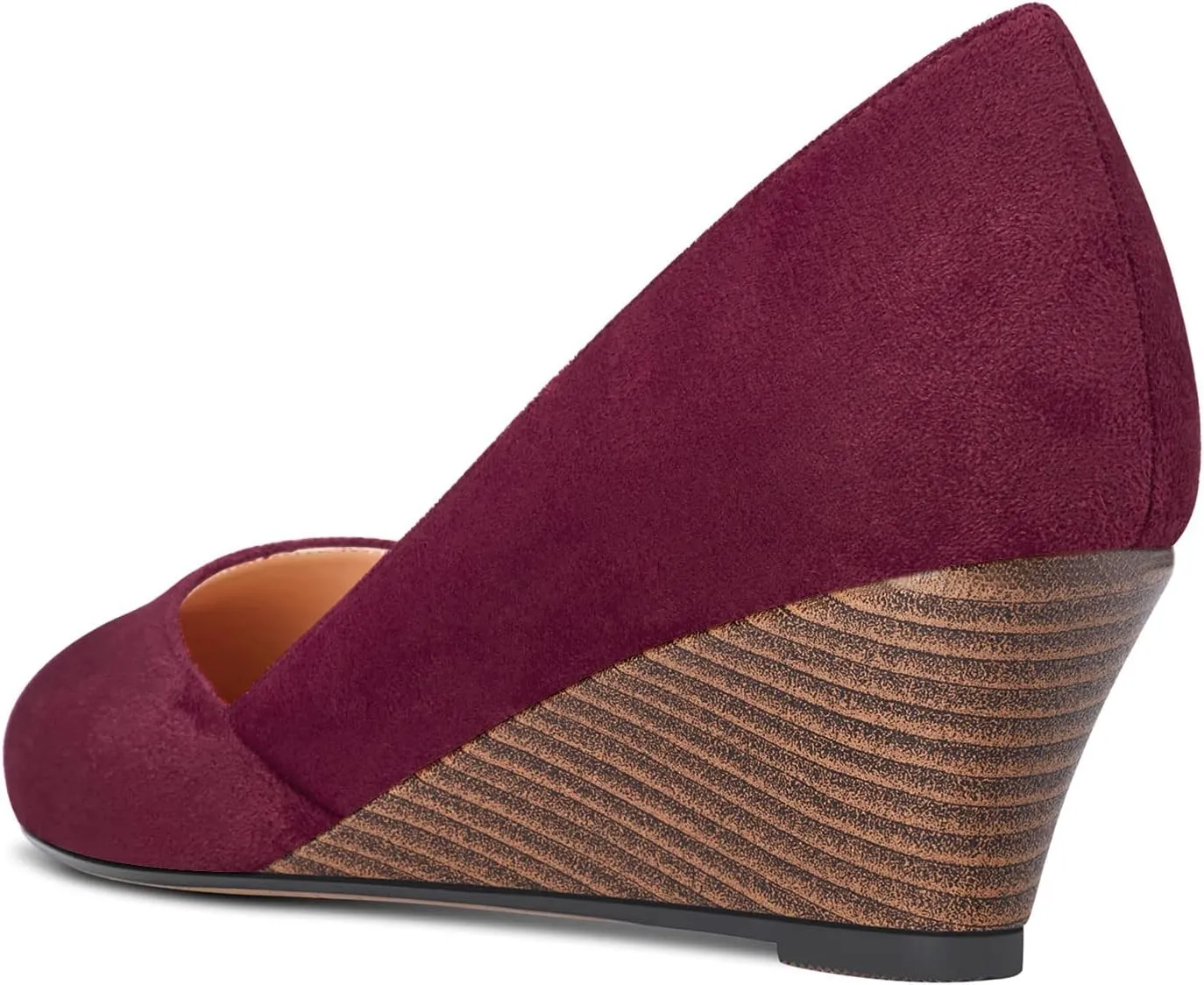 HEUIVZAR Slip On Wedge Pumps for Womens Closed Round Toe Mid Chunky Block Heel Suede Casual Comfort Dress Shoes 2 Inch