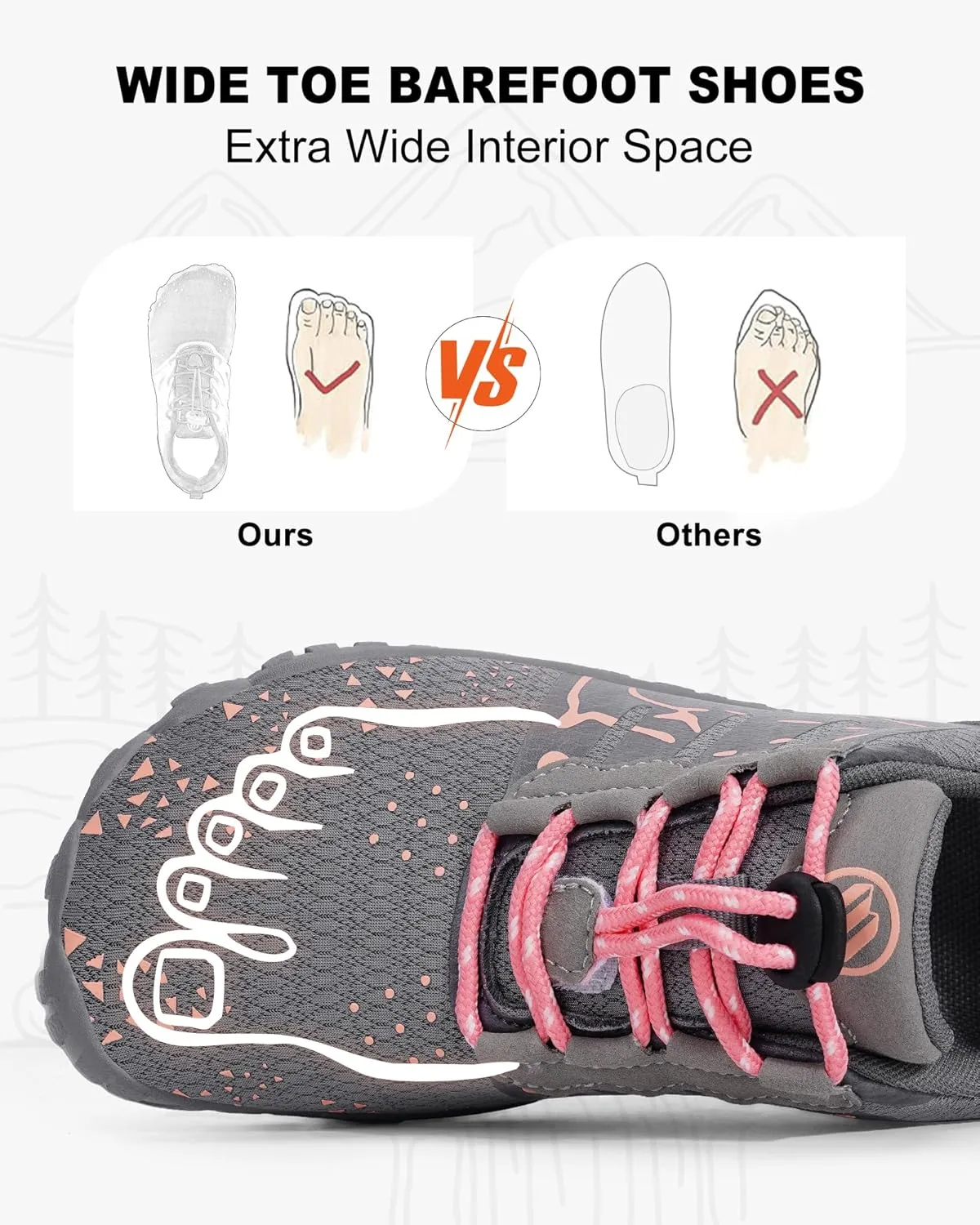 Hike Barefoot Shoes Womens Mens Footwear, Pro Water Shoe Women Men Barefoot Hiking Beach Grounding Shoes for Travel, Wide Toe Box Zero Drop Non-Slip Breathable Lightweight