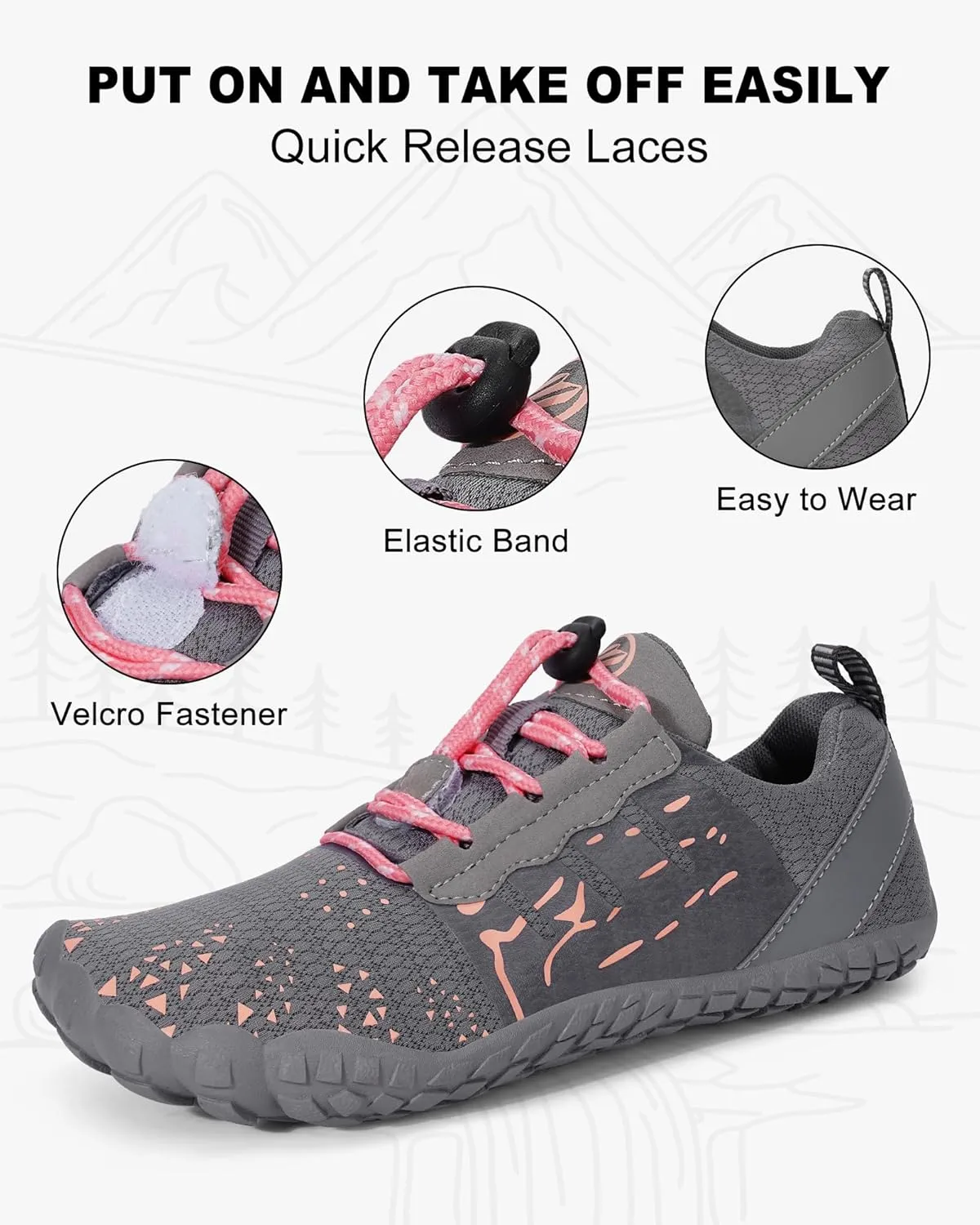 Hike Barefoot Shoes Womens Mens Footwear, Pro Water Shoe Women Men Barefoot Hiking Beach Grounding Shoes for Travel, Wide Toe Box Zero Drop Non-Slip Breathable Lightweight