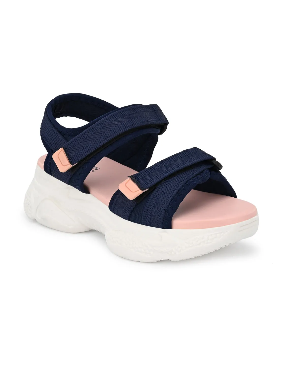 Hirolas® Women Blue/Pink Fabric Sports _Sandals (HROWSL01PKB)