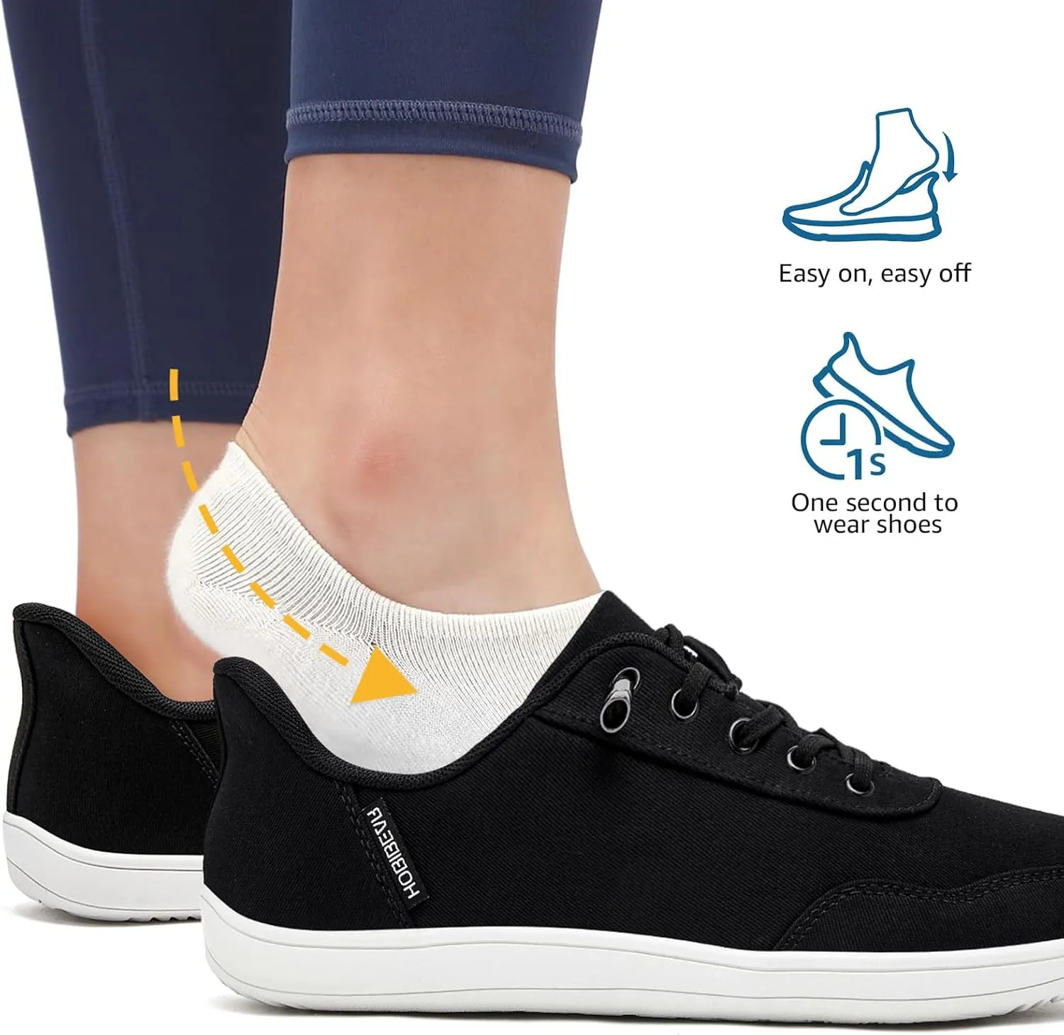 HOBIBEAR Womens Mens Hands Free Slip On Sneakers Comfort Wide Minimalist Barefoot Canvas Shoes