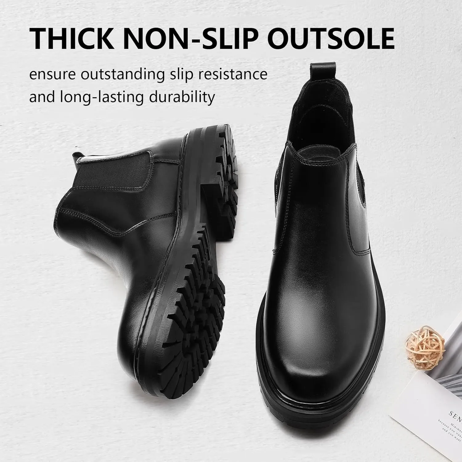 Holy dove Mens Chelsea Boots Leather Ankle Boots for Men Classic Stylish Slip On Dress Boots for Casual Fomal Wear