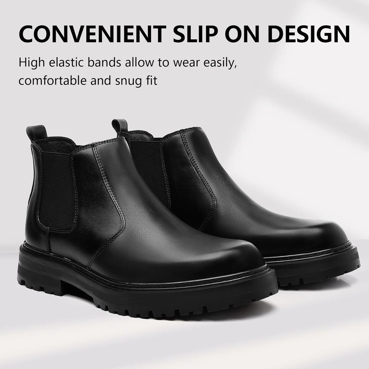 Holy dove Mens Chelsea Boots Leather Ankle Boots for Men Classic Stylish Slip On Dress Boots for Casual Fomal Wear