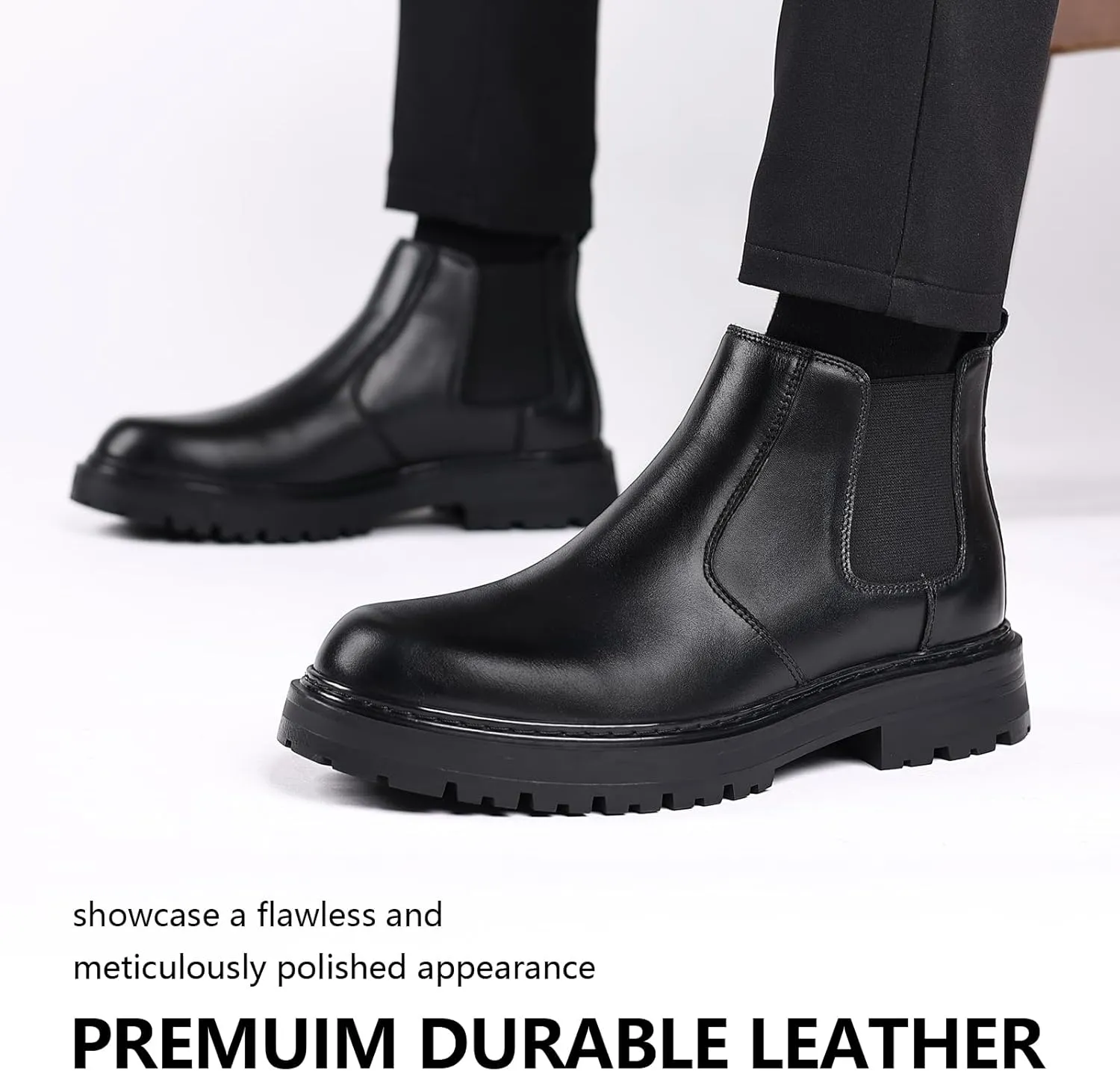 Holy dove Mens Chelsea Boots Leather Ankle Boots for Men Classic Stylish Slip On Dress Boots for Casual Fomal Wear