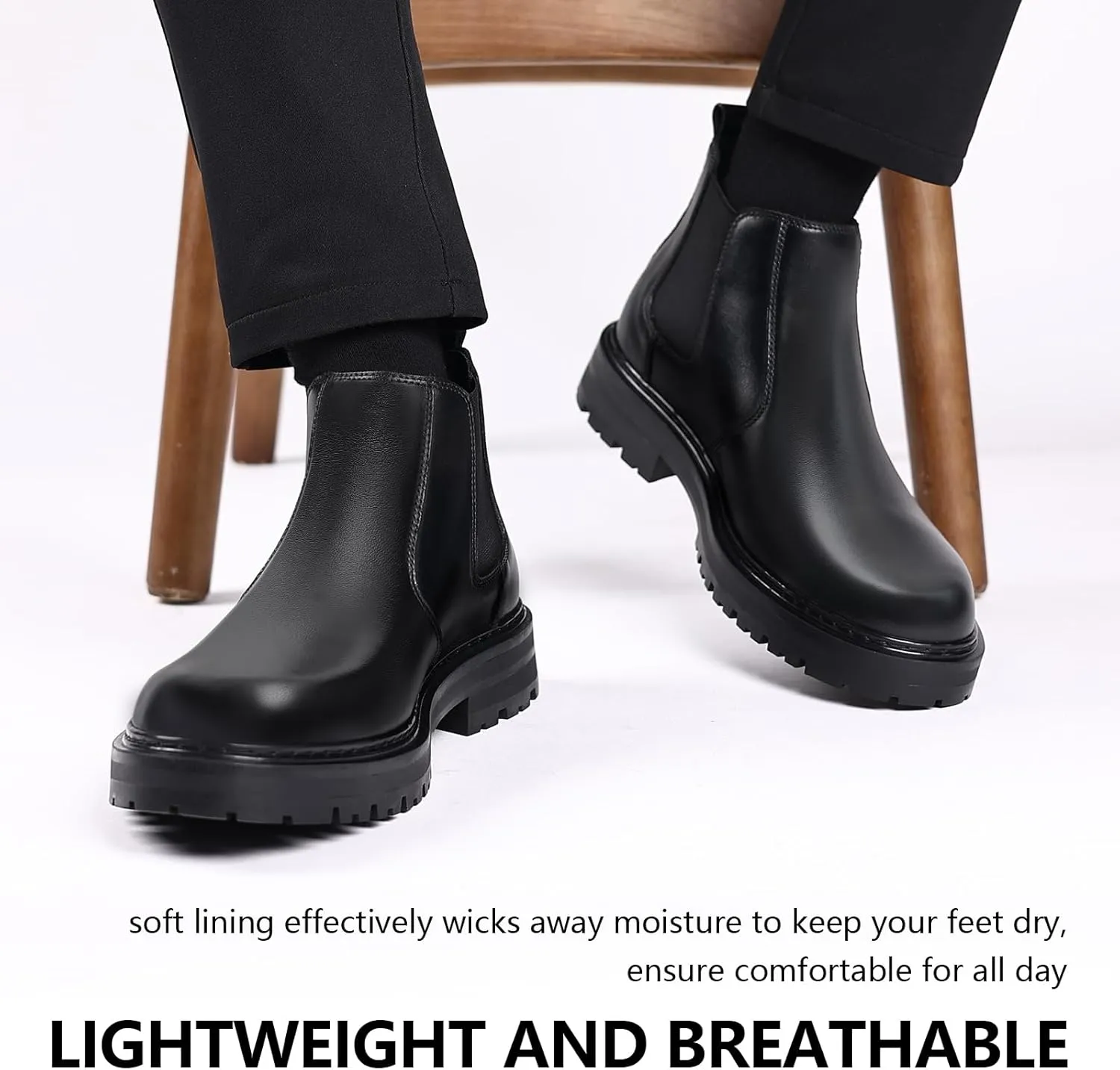 Holy dove Mens Chelsea Boots Leather Ankle Boots for Men Classic Stylish Slip On Dress Boots for Casual Fomal Wear
