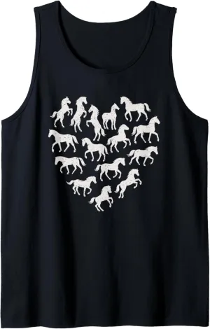 Horse Lover Heart Design Equestrian Horse Rider Horseback Tank Top