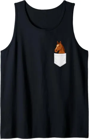 Horse Pocket Graphic Art Equestrian Horseback Rider Horse Tank Top