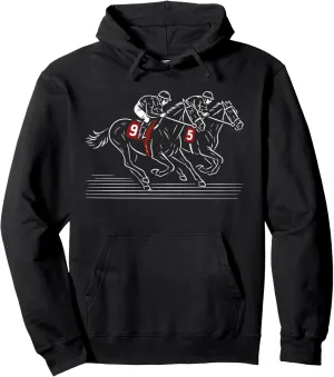 Horse Racing Horse Rider Equestrian Derby Horse Lover Retro Pullover Hoodie