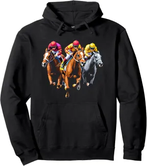 Horse Racing Outfit Dynamic Race Scene Derby Riders Pullover Hoodie