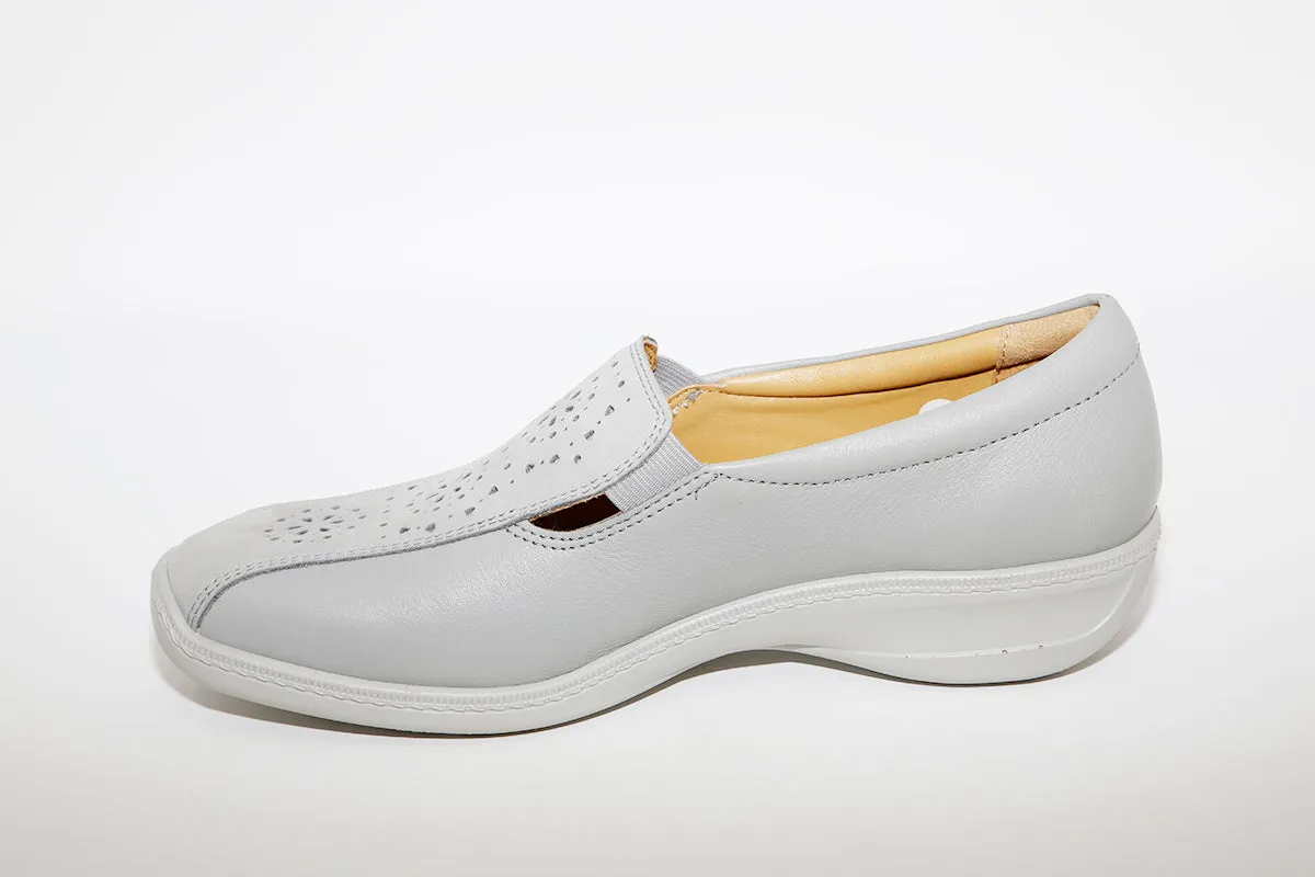 HOTTER - Calypso Grey Leather Slip On Shoe