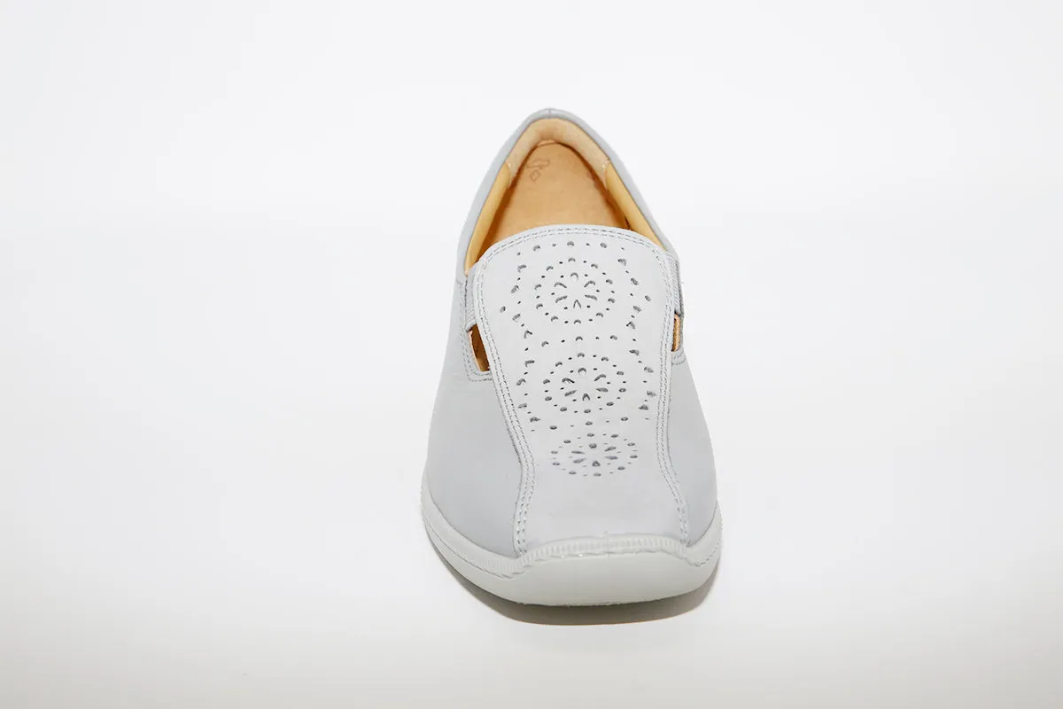 HOTTER - Calypso Grey Leather Slip On Shoe