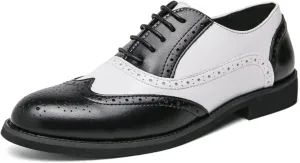 HuitJours Men Brogues Wingtip Lace up Classic Black Dress Shoes Derby Gatsby Prom Fashion Oxford