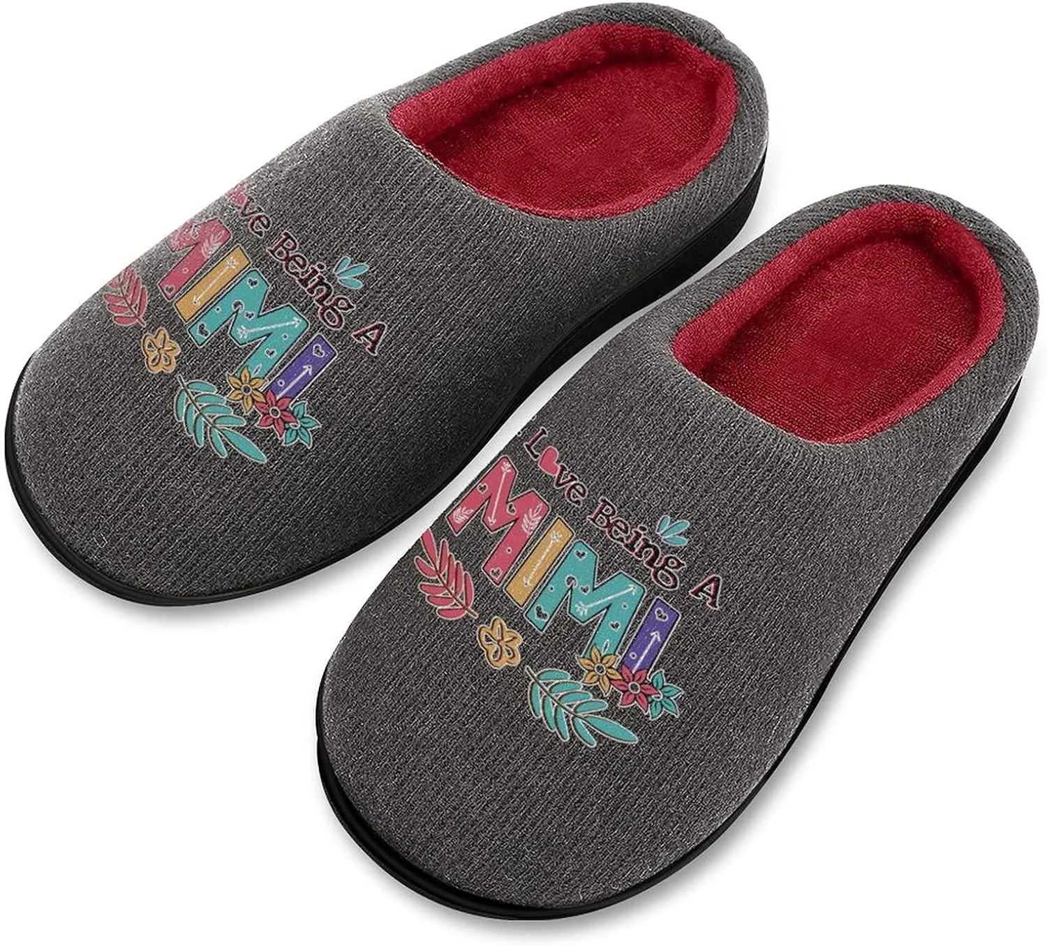 I Love Being A Mimi Women's Knitted Cotton Slippers Soft Comfort Warm House Casual Shoes