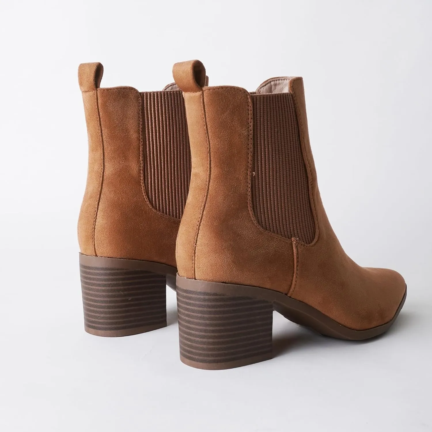 J. Adams Andi Booties for Women - Pointed Toe Mid Heel Slip on Chelsea Boots - Vegan Leather Ankle Boots - Comfortable Fall Boots for Women