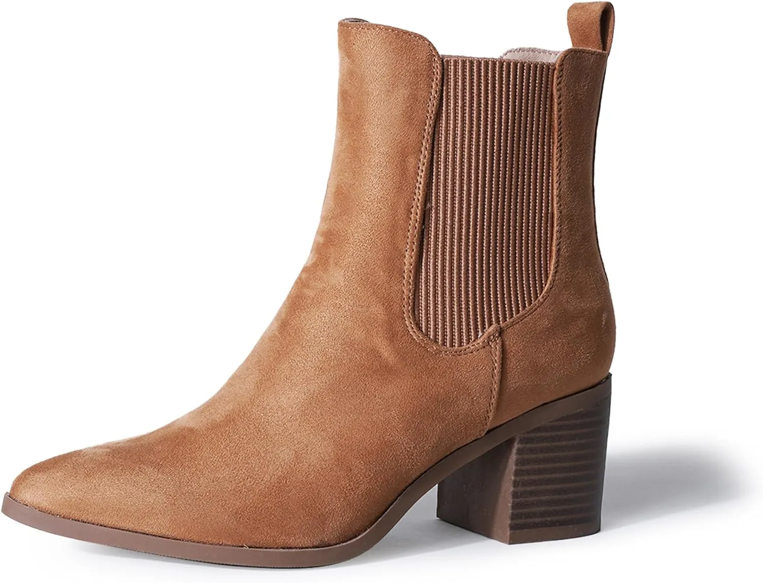 J. Adams Andi Booties for Women - Pointed Toe Mid Heel Slip on Chelsea Boots - Vegan Leather Ankle Boots - Comfortable Fall Boots for Women