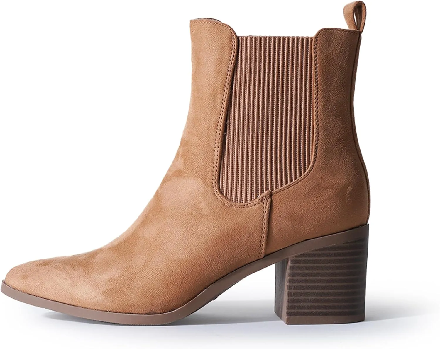 J. Adams Andi Booties for Women - Pointed Toe Mid Heel Slip on Chelsea Boots - Vegan Leather Ankle Boots - Comfortable Fall Boots for Women
