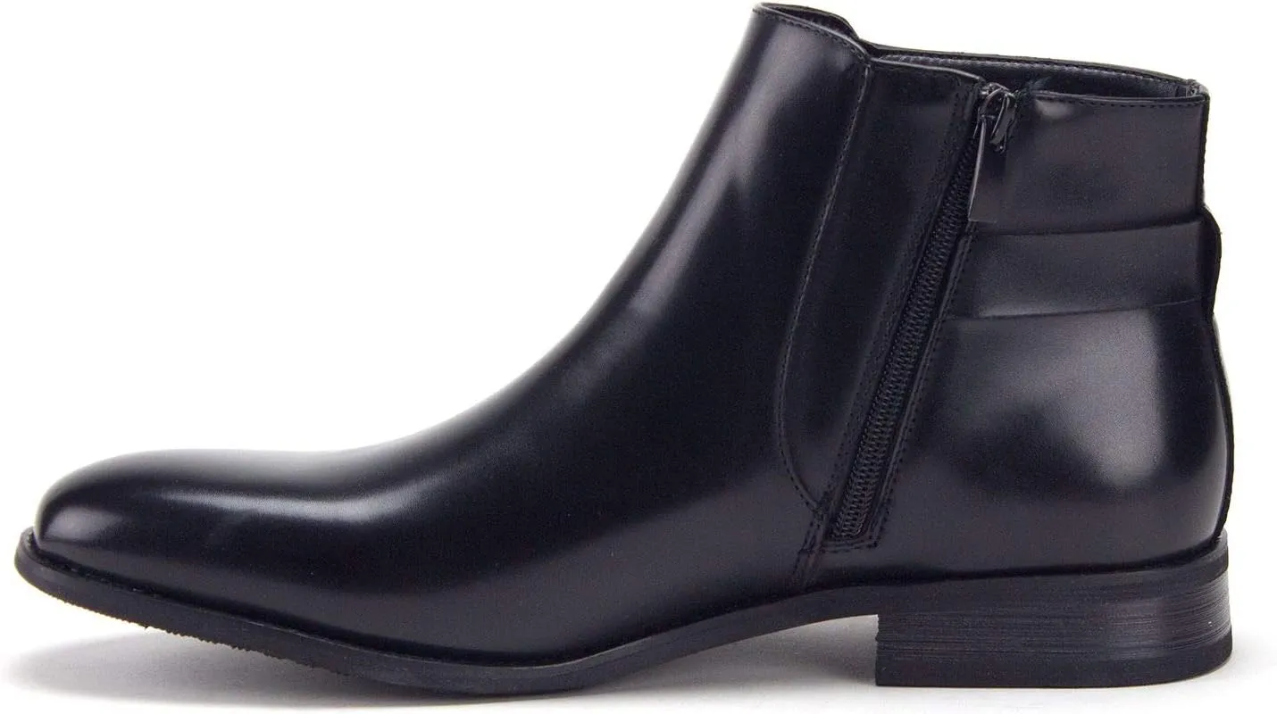 Jazame Men's McVey Distressed Moto Riding Ankle Bootie Chelsea Dress Boots