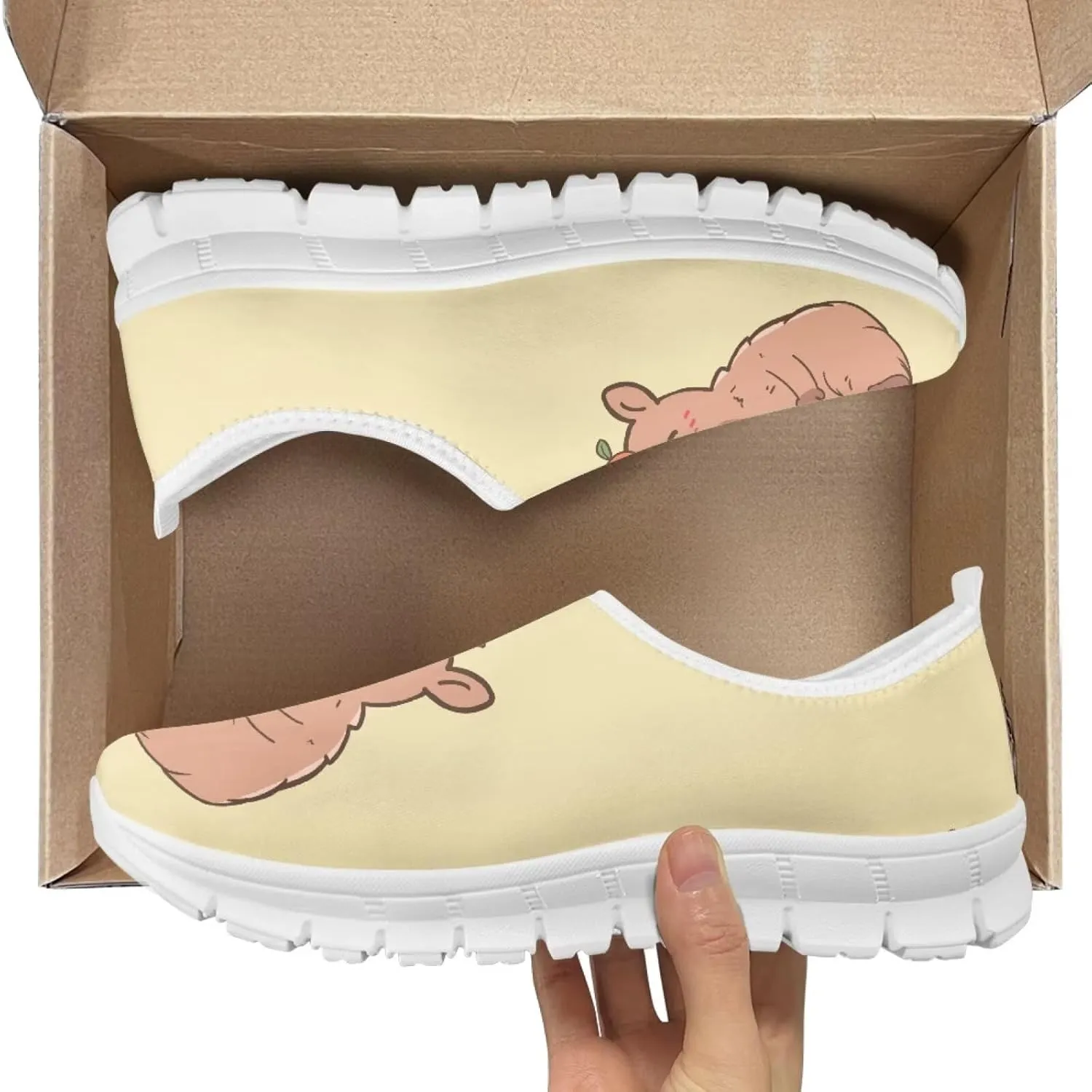 Jeiento Cute Capybara Slip On Shoes for Women Breathable Dressy Shoes Fashion Travel Shoes