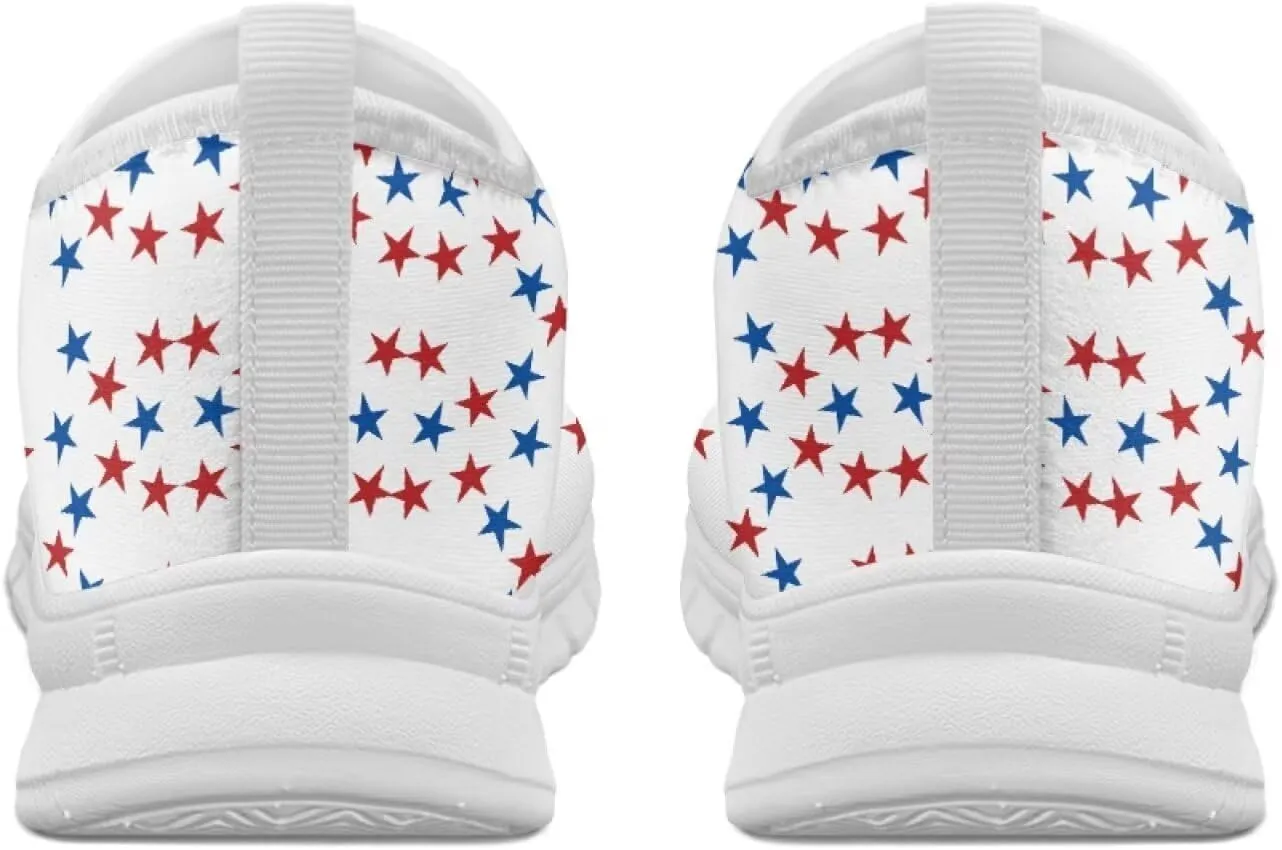 Jeiento USA Flag Shoes for Women, Comfort Fashion Slip On Sneakers Casual Walking Shoes