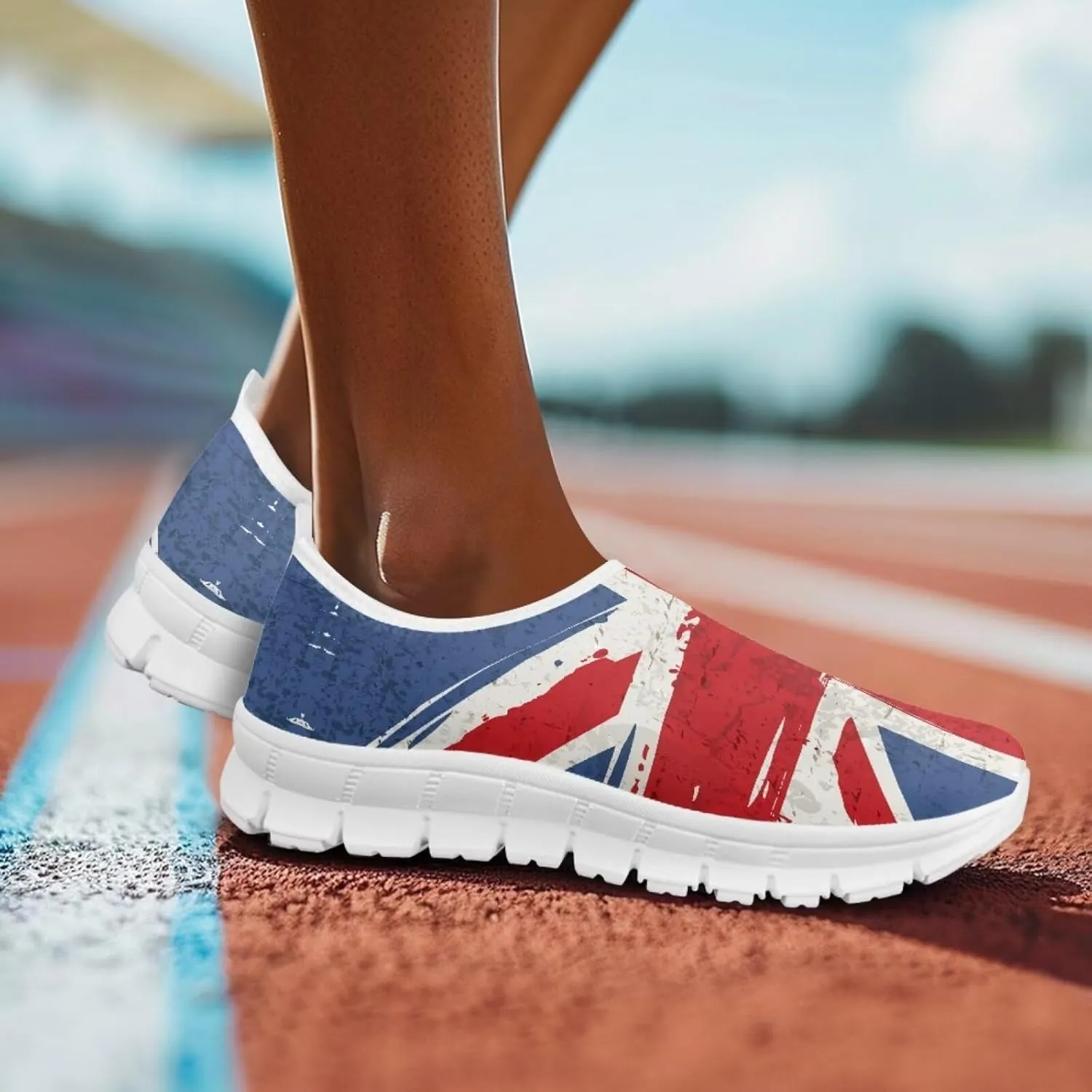 Jeiento USA Flag Shoes for Women, Comfort Fashion Slip On Sneakers Casual Walking Shoes