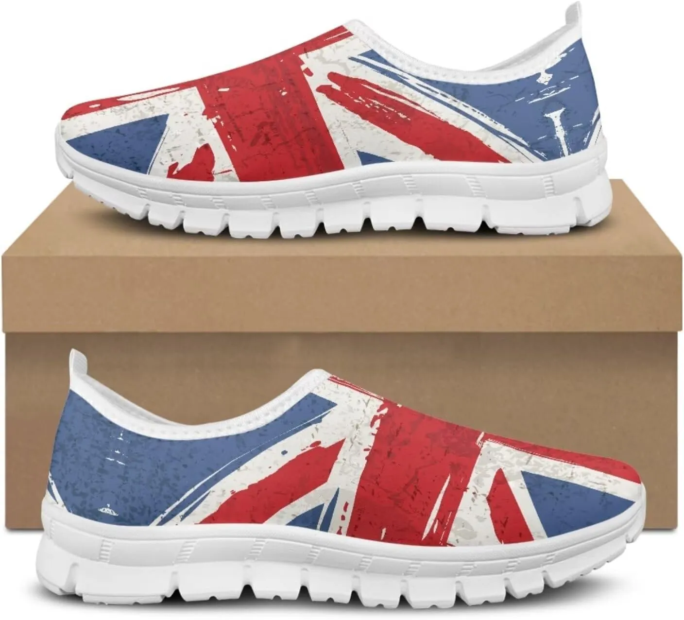 Jeiento USA Flag Shoes for Women, Comfort Fashion Slip On Sneakers Casual Walking Shoes