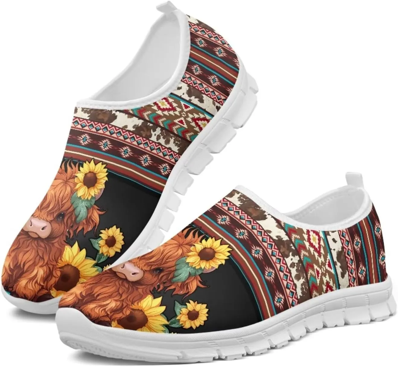 Jeiento Women's Classic Casual Loafers Lovely Highland Cow Slip On Comfort Walking Shoes