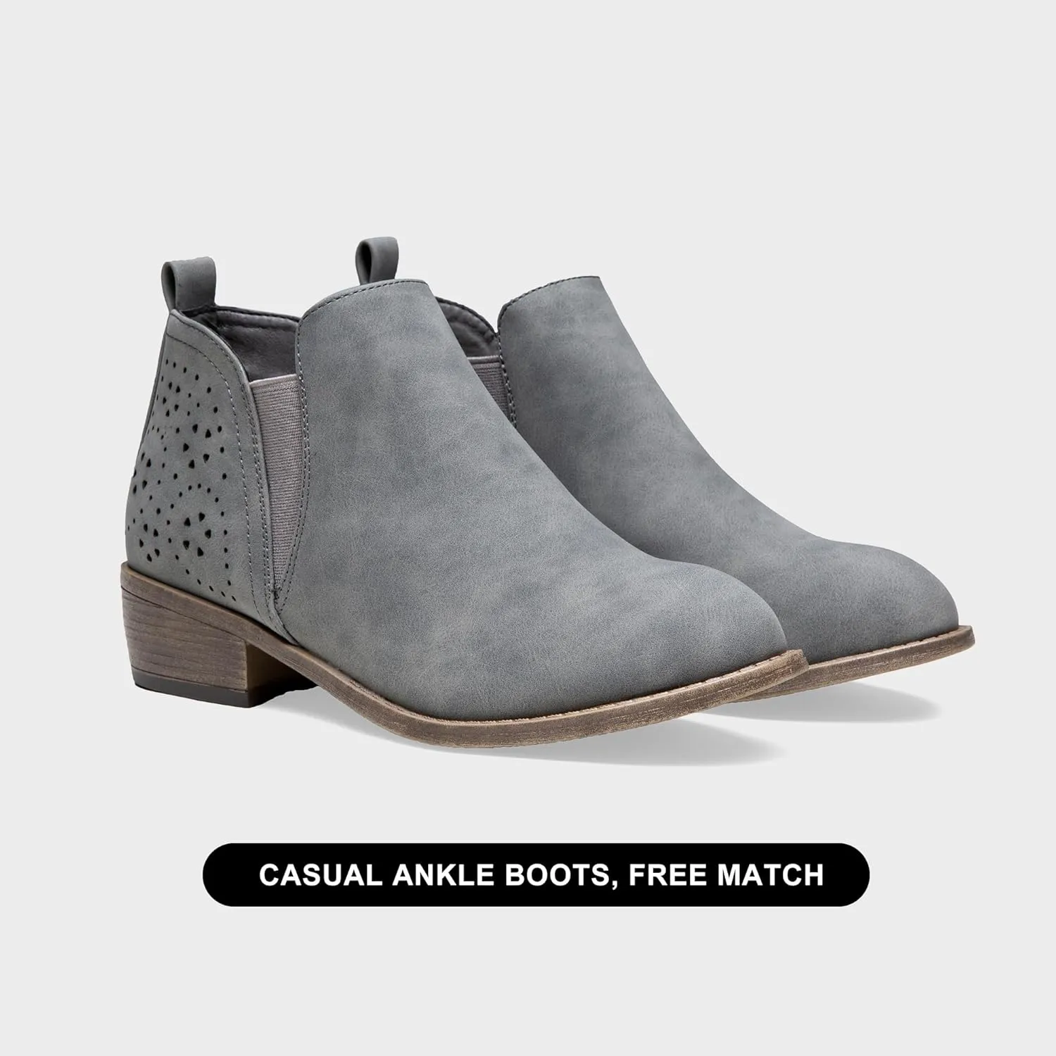 Jeossy Women's 9615 Chelsea Ankle Boots Cutout Perforated Short Booties Slip on
