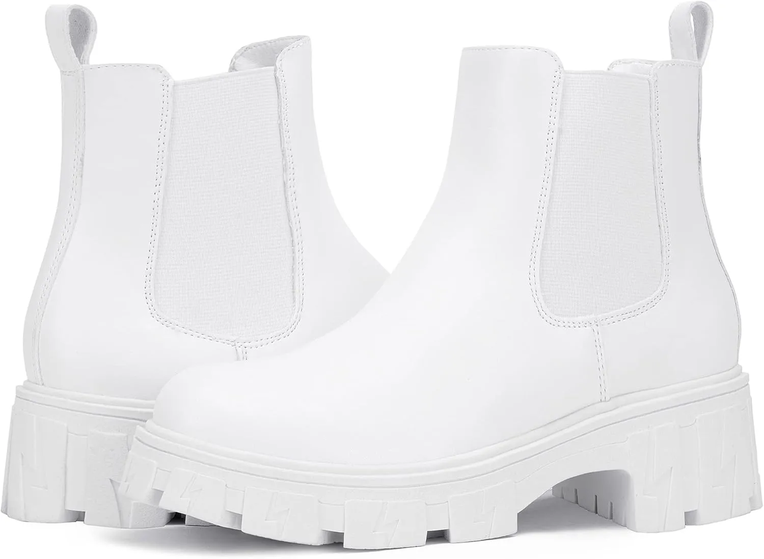 Jeossy Women's 9620 Chelsea Combat Boots, Platform Ankle Boots Chunky Heel, Fashion Lug Sole Slip on Booties with Elastic Band