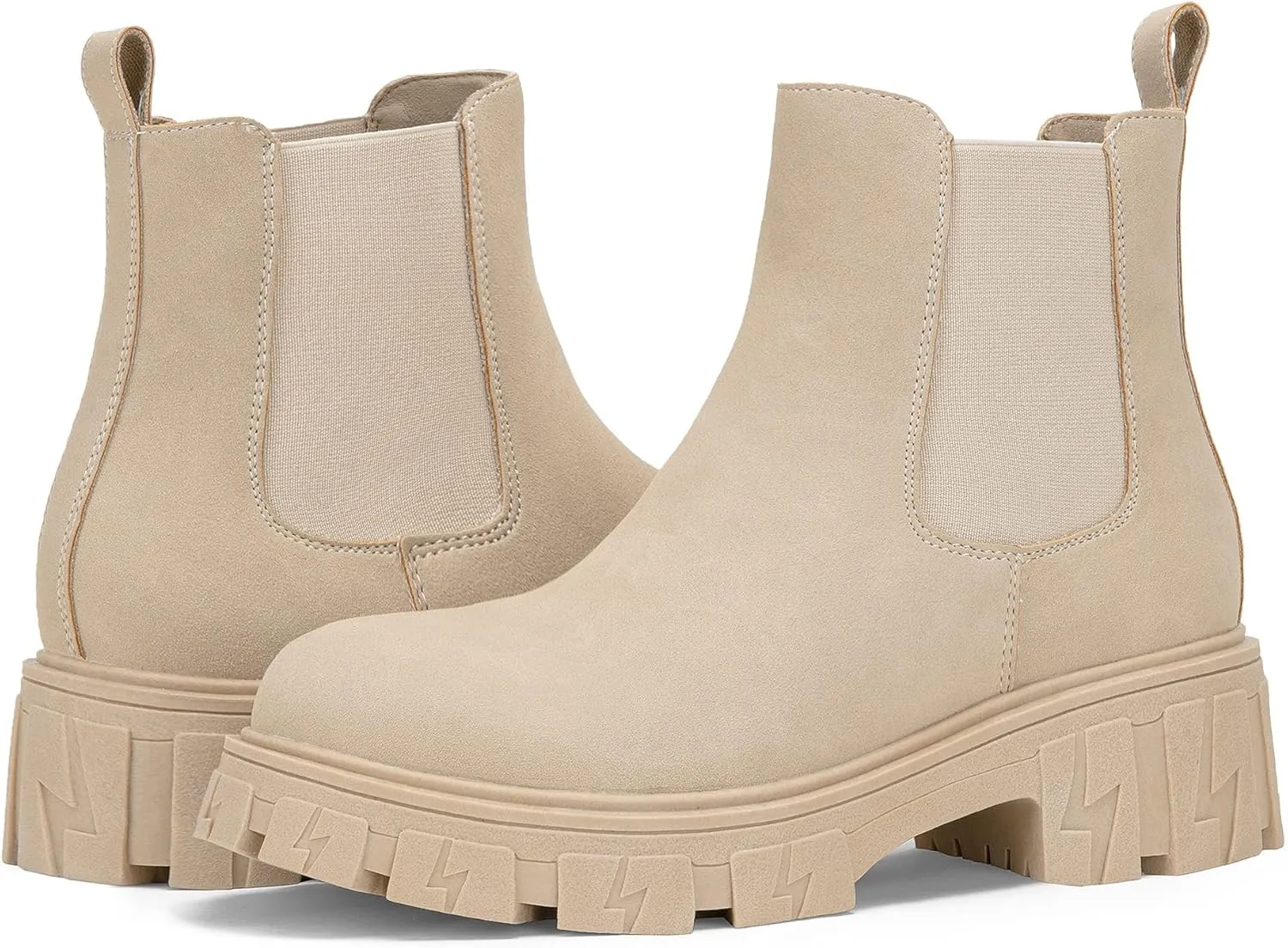 Jeossy Women's 9620 Chelsea Combat Boots, Platform Ankle Boots Chunky Heel, Fashion Lug Sole Slip on Booties with Elastic Band