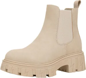 Jeossy Women's 9620 Chelsea Combat Boots, Platform Ankle Boots Chunky Heel, Fashion Lug Sole Slip on Booties with Elastic Band