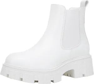 Jeossy Women's 9620 Chelsea Combat Boots, Platform Ankle Boots Chunky Heel, Fashion Lug Sole Slip on Booties with Elastic Band