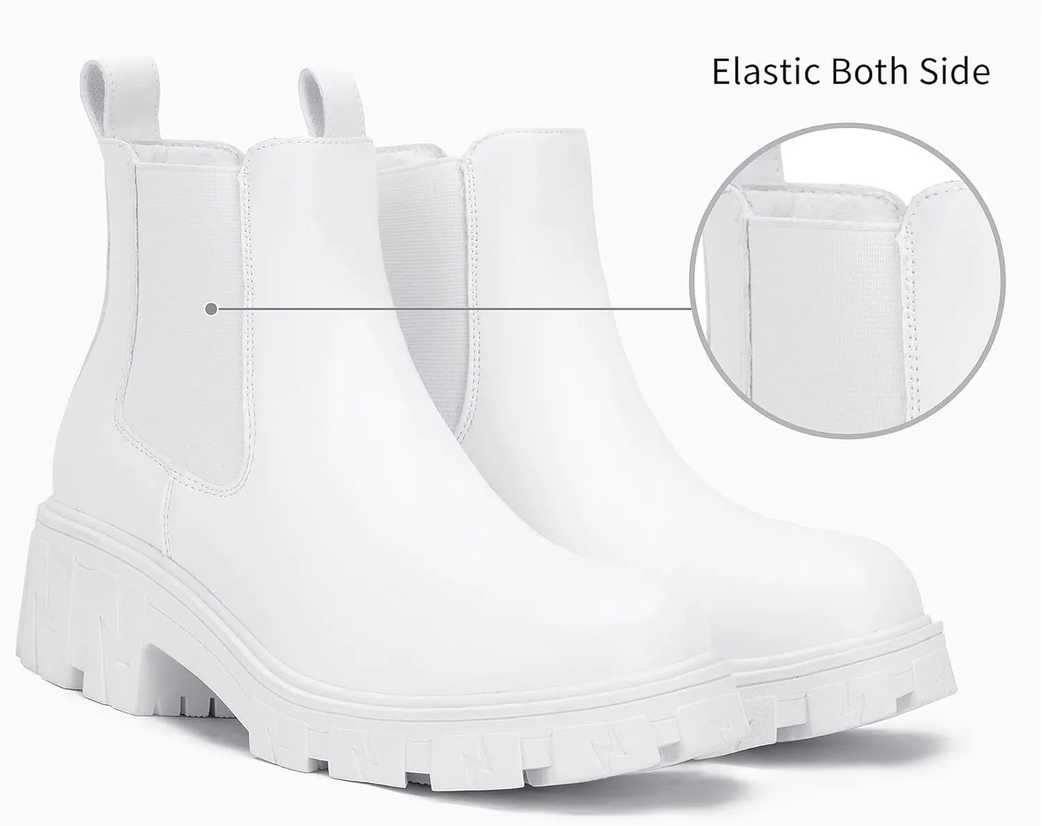 Jeossy Women's 9620 Chelsea Combat Boots, Platform Ankle Boots Chunky Heel, Fashion Lug Sole Slip on Booties with Elastic Band