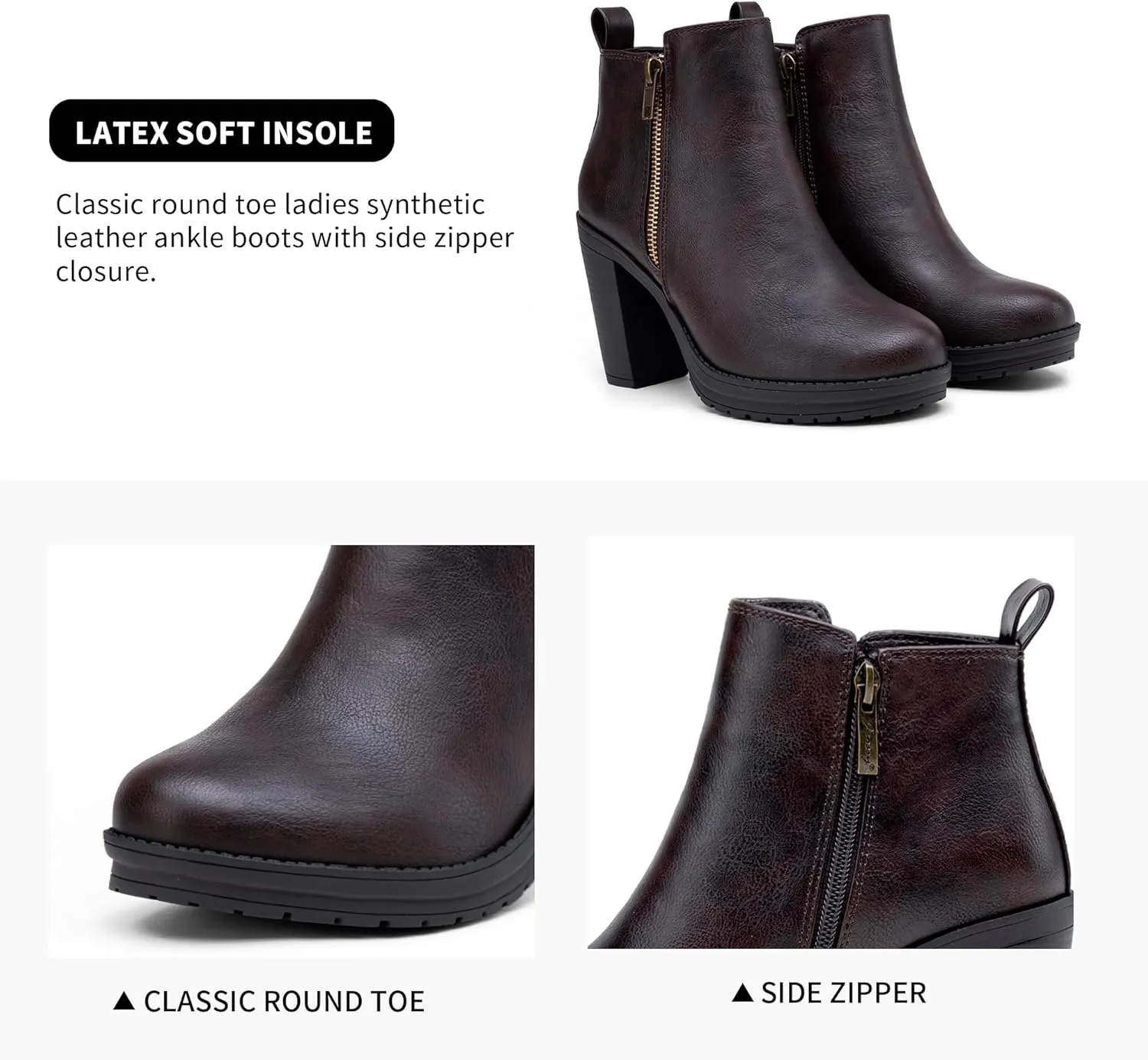 Jeossy Women's 9676 Ankle Booties Platform Chunky Heel Boots