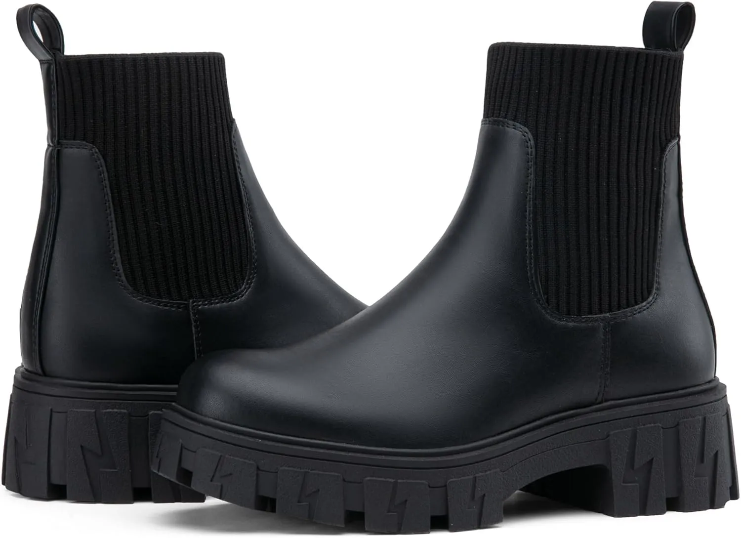 Jeossy Women’s Chelsea Chunky Ankle Boots Elastic Platform Lug Sole Short Pull on Low Heel 9610 Booties
