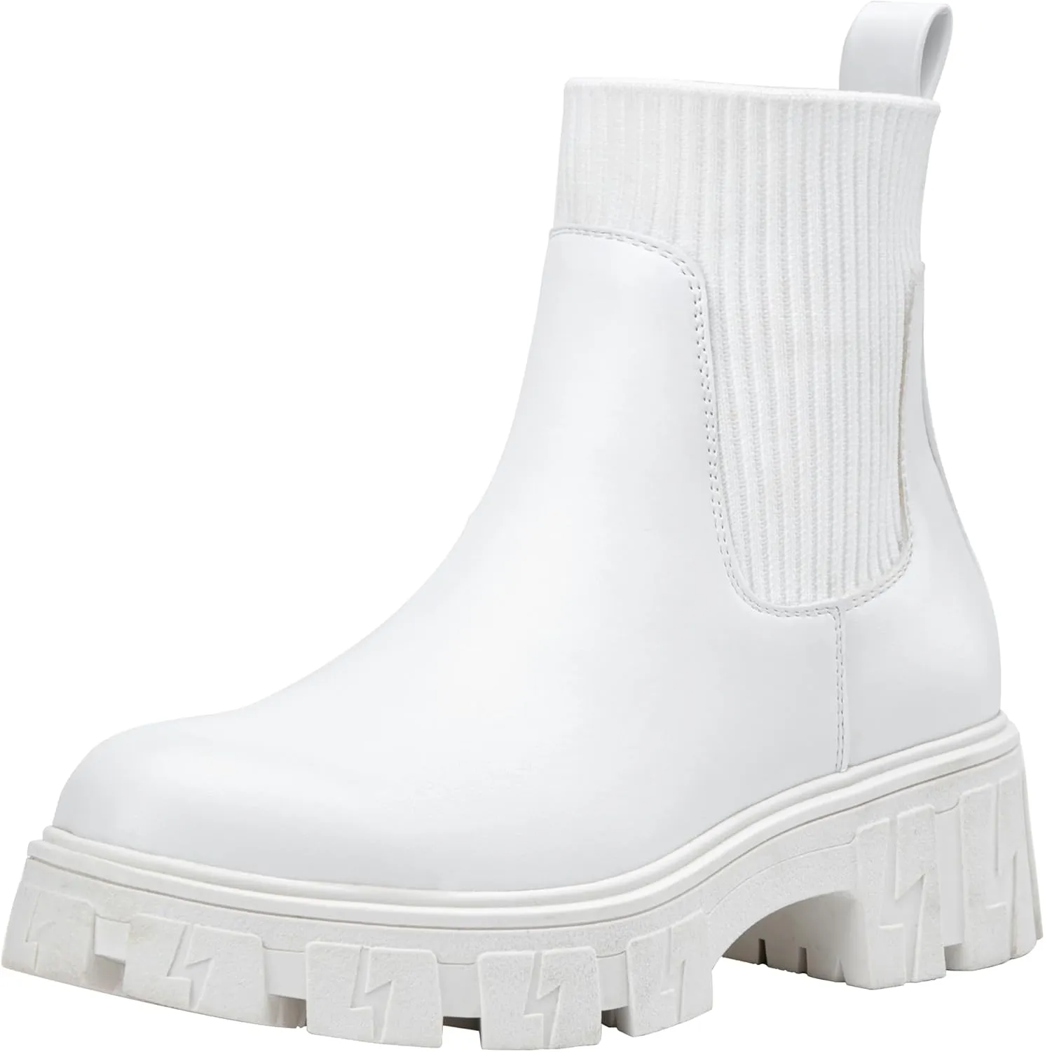 Jeossy Women’s Chelsea Chunky Ankle Boots Elastic Platform Lug Sole Short Pull on Low Heel 9610 Booties