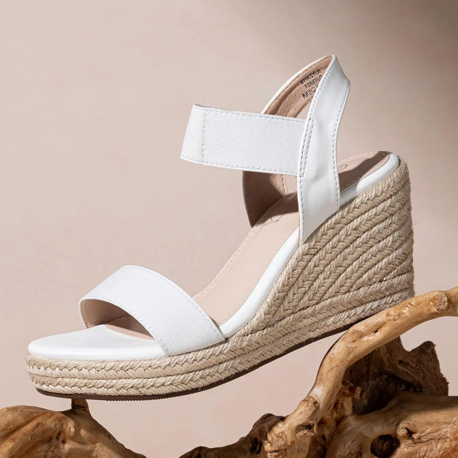 Jeossy Women's Wedge Platform Black Sandals, Espadrille Comfort Elastic Ankle Strap 8801 Sandals
