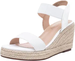 Jeossy Women's Wedge Platform Black Sandals, Espadrille Comfort Elastic Ankle Strap 8801 Sandals