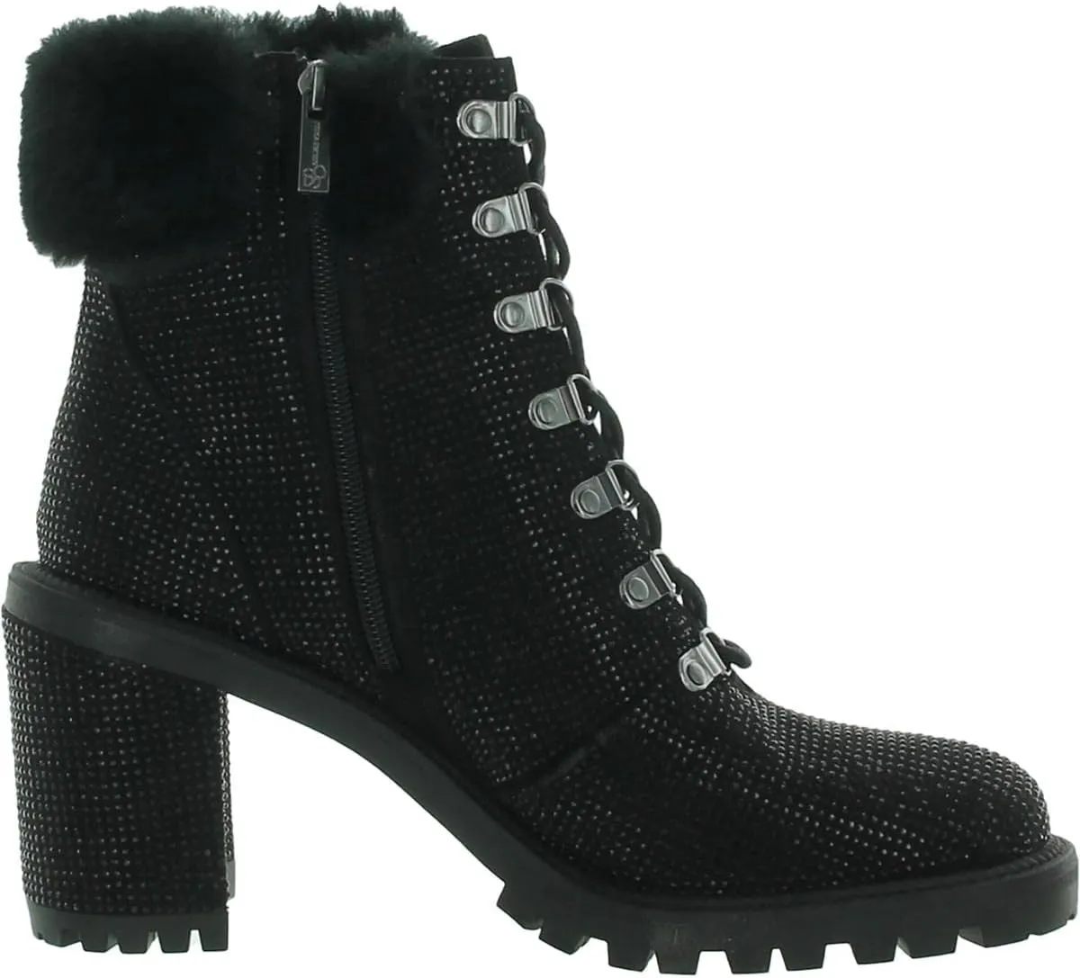 Jessica Simpson Women's Deliah Metallic Faux Fur Chunky Block Heel Ankle Boots