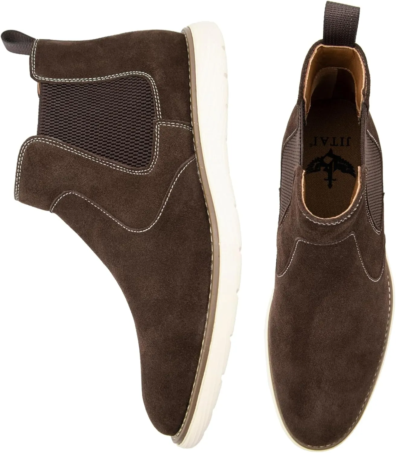 JITAI Men's Suede Leather Chelsea Boots Classic Elastic Dress Ankle Boots for Men