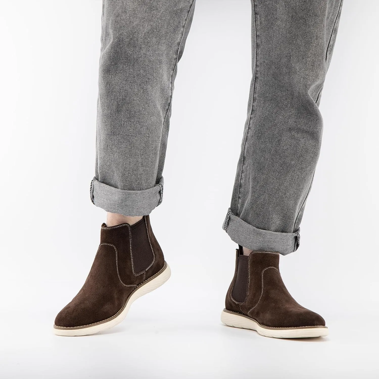 JITAI Men's Suede Leather Chelsea Boots Classic Elastic Dress Ankle Boots for Men