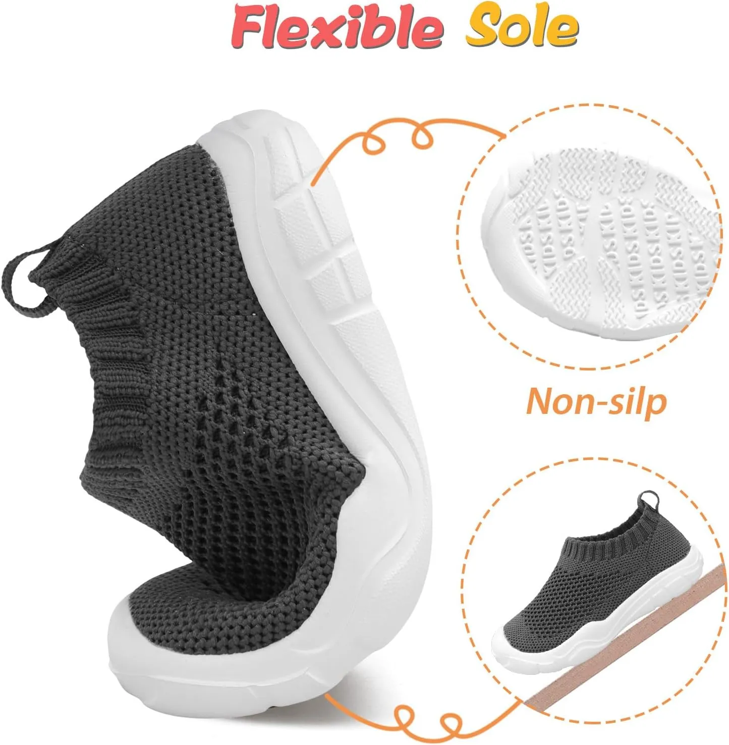 JOINFREE Toddler Boys Girls Sneaker Slip On Shoes Kids Lightweight Breathable Walking Shoes