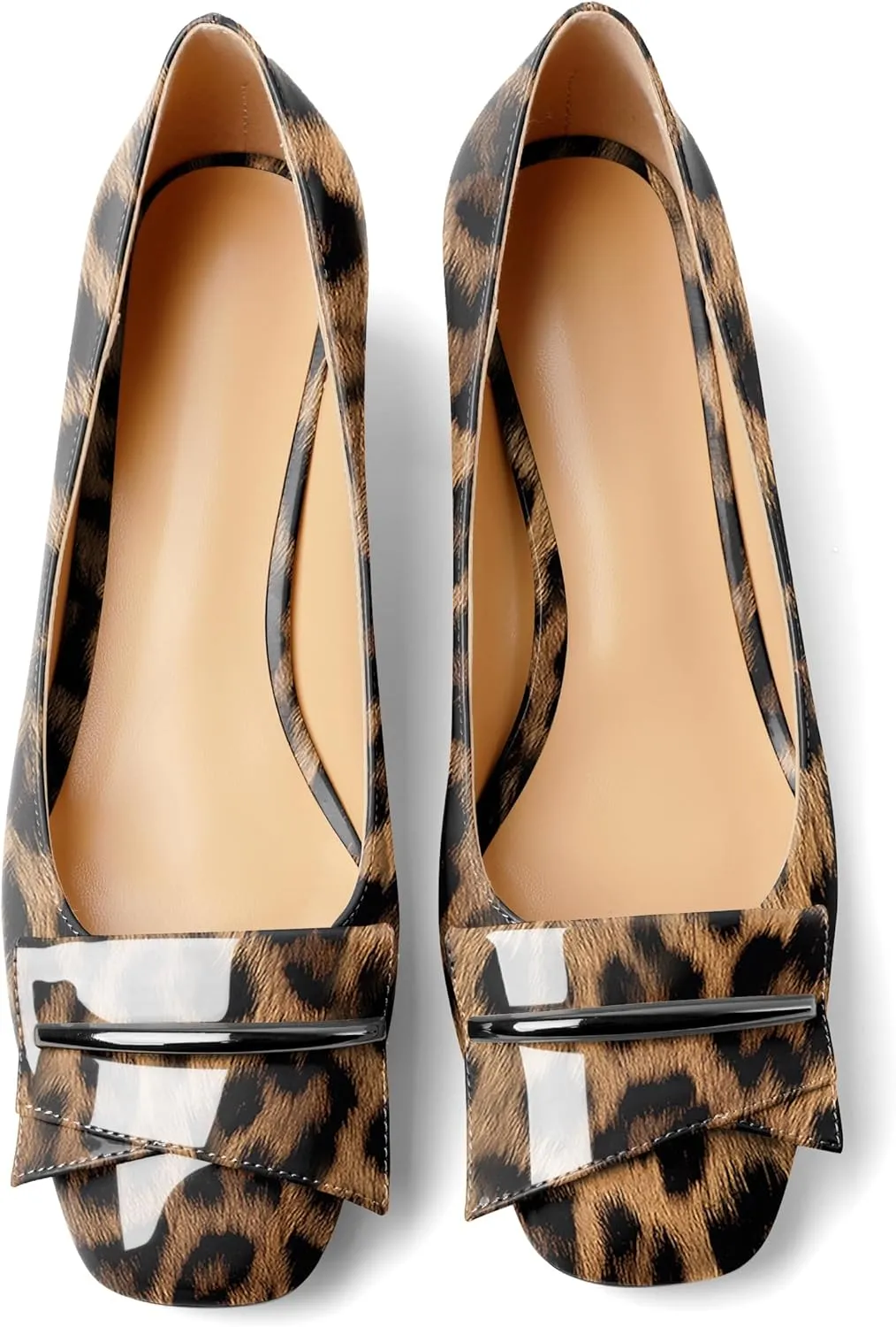 Joseywade Women Low Block Chunky Heel Pumps Slip On 2 Inches Closed Square Toe Comfort Shoes