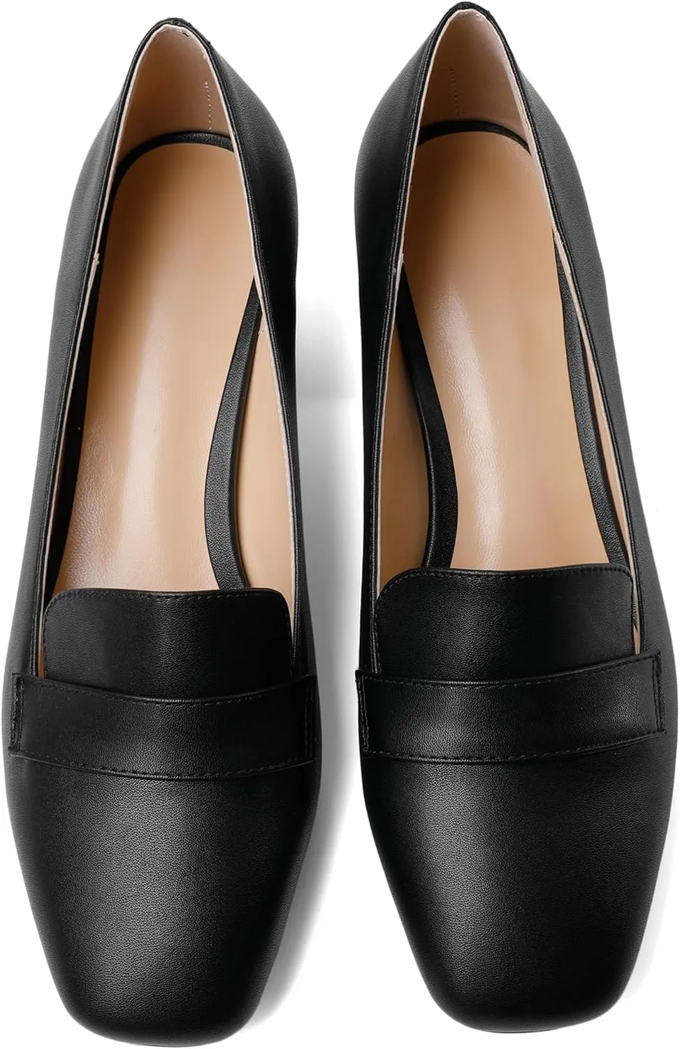 Joseywade Women Low Block Chunky Heels Pumps Slip On 2 Inch Square Toe Comfort Shoes