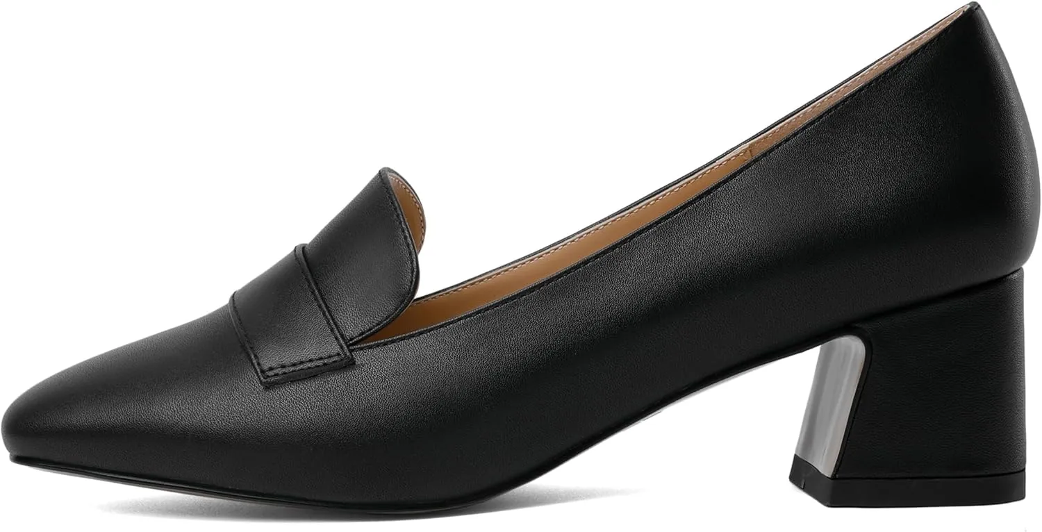 Joseywade Women Low Block Chunky Heels Pumps Slip On 2 Inch Square Toe Comfort Shoes