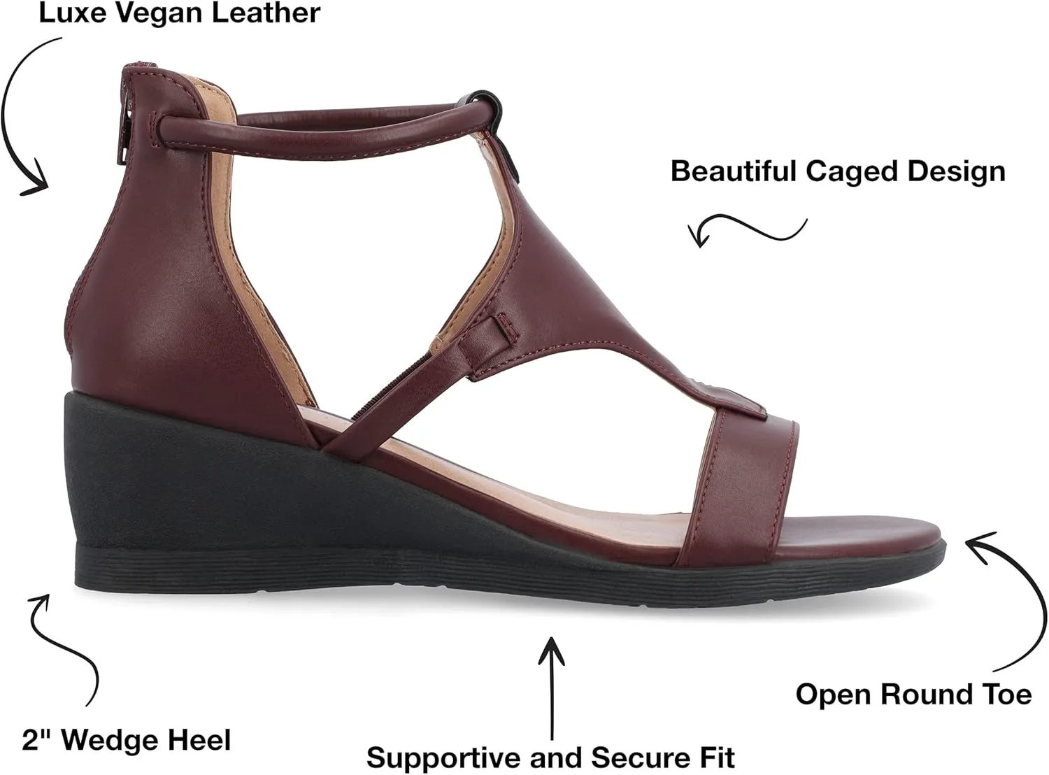 Journee Collection Womens Trayle Faux Leather Strappy Wedge Sandals