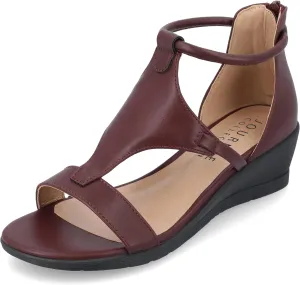 Journee Collection Womens Trayle Faux Leather Strappy Wedge Sandals